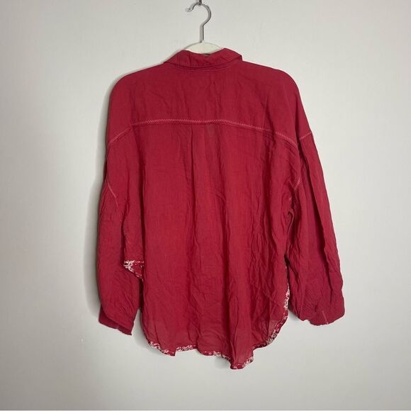 Free People balloon sleeve light weight oversized shirt NWOT - Picture 8 of 11